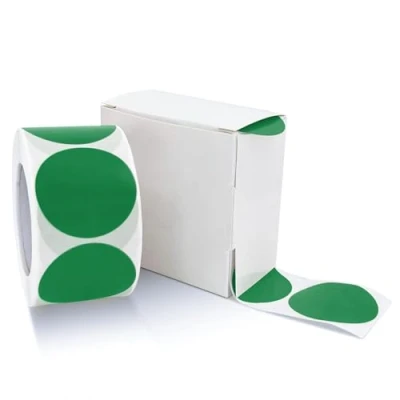 Abbildung von Runde Aufkleber 25mm Grün Selbstklebend Rolle kleine Klebepunkte Etiketten Farbkodierung kreise Sticker Ablösbare Wetterfest Mit Spenderbox 500 Stück