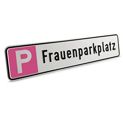Abbildung von Betriebsausstattung24 Geprägtes Parkplatzschild aus Aluminium in Nummernschildform Frauenparkplatz pink KFZ Kennzeichen für Ihren Parkplatz &amp; Stellplatz 52,0 x 11,0 cm