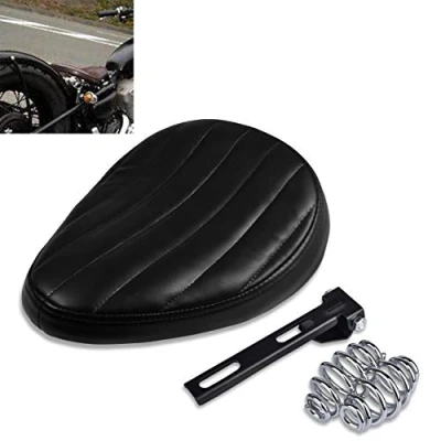 Abbildung von KaTur Motorrad Slim Solo Sitz Universal Leder Low Profile Kissen für Cruiser Bobber Chopper Harley Honda Yamaha Suzuki Kawasaki