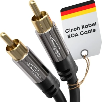 Abbildung von KabelDirekt 1 m Cinch Subwoofer Kabel, auf Cinch, Audio/Digital/Video (Koax RCA Stecker/Stecker, für Verstärker/HiFi, Audiosignal oder Composite Video, 75 Ohm, schwarz)