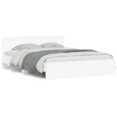 Abbildung von vidaXL Bettgestell, Bettrahmen mit Lattenrost, Bett Gästebett Kopfteil, Doppelbett Schlafzimmerbett Schlafzimmermöbel, Weiß 140x200cm