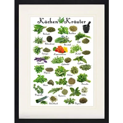 Abbildung von 1art1 Kochkunst Poster Küchen Kräuter Gerahmtes Bild Mit Edlem Passepartout Wand Bilder Im Bilderrahmen 80x60 cm