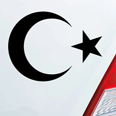 Abbildung von Hellweg Druckerei Islam Türkei Turkey türkiye Flag Moon Halbmond Auto Aufkleber Sticker Heckscheibenaufkleber