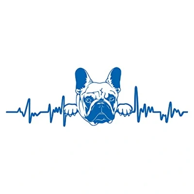 Abbildung von Aufkleber Herzschlag Tiere Breite 27cm Lifeline Heartbeat Deko Sticker Selbstklebend für Auto Kühlschrank Laptop Autoaufkleber K150 (Azurblau, 10 Französische Bulldogge)