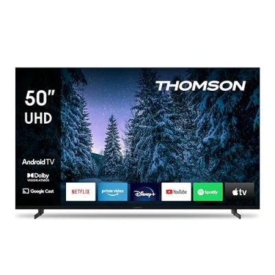 Abbildung von Thomson 50 Zoll (126 cm) UHD Fernseher Smart Android TV (WLAN, HDR, Triple Tuner DVB C/S2/T2, Sprachsteuerung, Netflix, YouTube, Prime Video, Disney+) 50UA5S13 2023