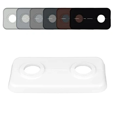 Abbildung von FUX 3 STÜCK Doppel Heizungsrohr Rosette, 12mm 21,3mm, 2 teilig, Heizung, Rohrabdeckung, Abdeckrosetten, Verkleidung, Heizkörper Rosetten, weißes Polypropylen, weiss (21,3mm)