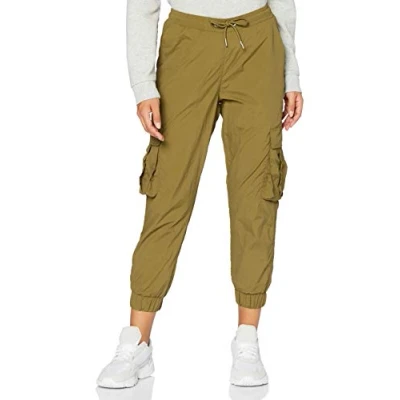 Abbildung von Urban Classics Damen Ladies High Waist Crinkle Nylon Cargo Pants Hose, midground, XL