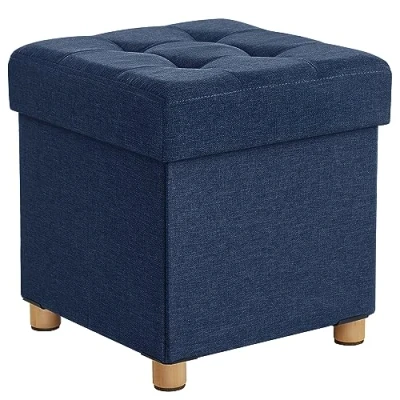 Abbildung von SONGMICS Sitzhocker mit Stauraum, kleine klappbare Sitzbank, 38 x cm Fußbank, Aufbewahrungsbox, bis 300 kg belastbar, für Wohnzimmer Schlafzimmer Schlafsaal, mitternachtsblau LSF14IN
