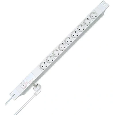Abbildung von Kopp 930904016 PROFIversal 9 fach mit Schutzk. Std., opt. Ausfallanzeige 45 Grad gedr.Töpfen, 2 m Winkelstecker, 250 VAC, 16 Amp