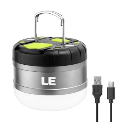 Abbildung von LE LED Campinglampe, Wiederaufladbare Suchscheinwerfer, tragbar &amp; handlich, mit Haken, 3 Helligkeiten Dimmbar Notfallleuchte für Stromausfällen, Wandern, Camping, Notfall usw.
