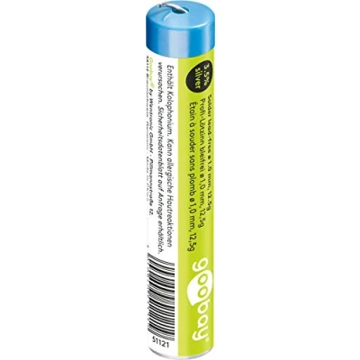 Abbildung von Goobay 51121 Lötzinn bleifrei ø 1mm Lötdraht mit Flussmittel, 3.5 % Silber &amp; 0.7 Kupfer, 217 C Schmelzpunkt, Löt Zinn bleifreies Löten, 12.5g
