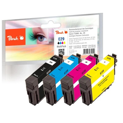 Abbildung von Peach E29 Spar Pack Druckerpatronen (BK, C, M, Y) ersetzt Epson T2986, No. 29, C13T29864010 für z.B. Expression Home XP 235, 330, 332