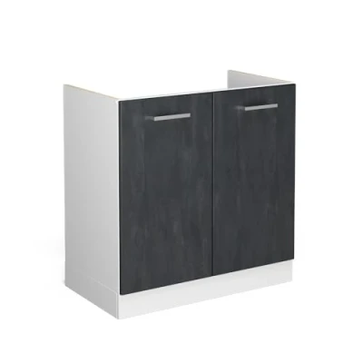 Abbildung von Vicco Spülenunterschrank R Line, Schwarz Beton/Weiß, 80 cm ohne Arbeitsplatte