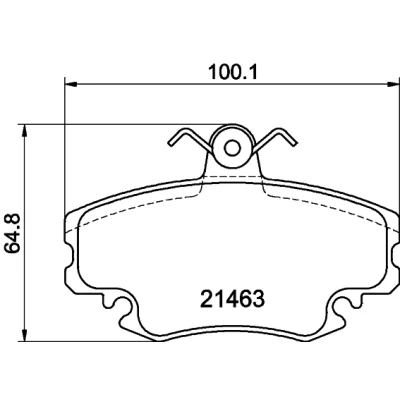 Abbildung von HELLA 8DB 355 018 131 Bremsbelagsatz inkl. Verschleißwarnkontakt mit Bremssattelschrauben RENAULT: CLIO 2, TWINGO 1, DACIA: Logan I MCV