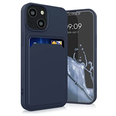Abbildung von kwmobile Handyhülle kompatibel mit Apple iPhone 13 Mini Hülle Handy Cover Fach für Karten in Dunkelblau