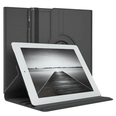 Abbildung von EAZY Case Tablet Hülle für iPad 2 / 3 4 Schutzhülle 9.7 Zoll Smart Cover Rotationcase zum Aufstellen Klapphülle 360 drehbar mit Standfunktion Tasche Kunstleder Schwarz