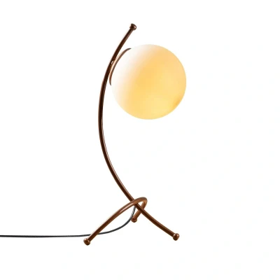 Abbildung von Tischlampe dreibeinige Bögen Bulla H43 cm Metall Glas vergoldet antik Opal Menzzo