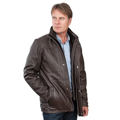 Abbildung von Männer von mittlerer Länge Klassische Warm Braun Lederjacke L