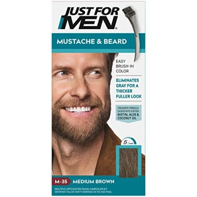 Abbildung von Just For Men Brush Schnurrbart, Bart und Koteletten, mittel braun, Kit (10 Stück)