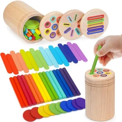 Abbildung von HaoVrisn Montessori Spielzeug ab 1 Jahr, 3 in 2 Jahre, Holz Kleinkind Sensorik Baby Motorikspielzeug Jahr