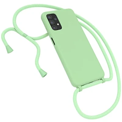 Abbildung von EAZY CASE Premium Silikon Handykette kompatibel mit Samsung Galaxy A32 5G Handyhülle Umhängeband, Handykordel Schutzhülle, Silikonhülle, Hülle Band, Kette für Smartphone, Hell Grün