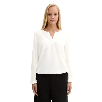 Abbildung von TOM TAILOR Damen Longsleeve mit Brusttaschen, 10315 Whisper White, XL