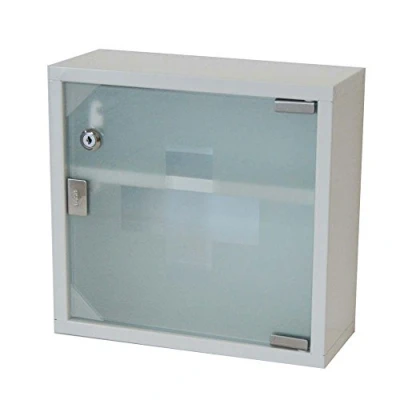 Abbildung von Natsen Medizinschrank abschließbare Erste Hilfe Schrank Medikamentenschrank Arzneimittelschranks Wandschrank aus Metall, 2 Fächer, 30 * 12 cm (Weiß)