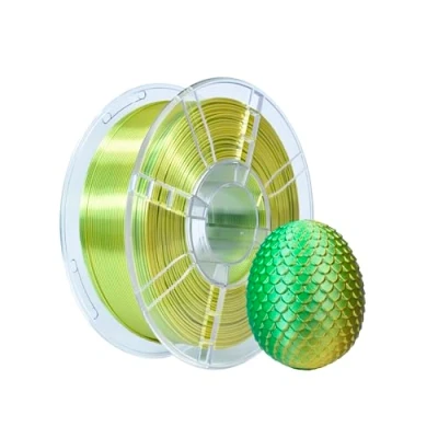 Abbildung von iBOSS PLA 3D Drucker Filament, Filament 1,75 mm zweifarbiges Seidenfilament, Co Extrusion glänzendes Druck 1 kg (2,2 lbs), zweifarbig Gelbgrün
