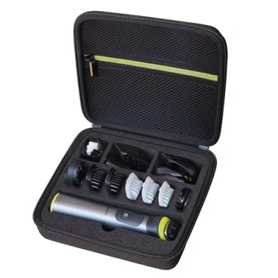 Abbildung von Woollo Etui Kompatibel mit Philips Multigroom Series 7000,All in One Trimme Modell MG7930/15 MG7950/15 Barttrimmer Körperhaartrimmer Tragbar Hart Reise Case Hülle Wasserdicht Tasche für Seri 7000Grun