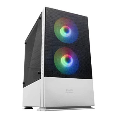 Abbildung von Mars Gaming MCZW, Premium Kompakt PC Gehäuse, MicroATX, Panel + Front Mesh, Weiß