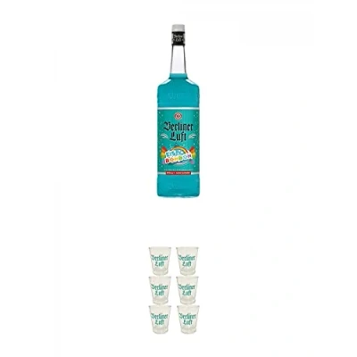 Abbildung von Berliner Luft EISBONBON Pfefferminzlikör 3,0 Liter MAGNUM + Shot Glas 4cl 6 Stück