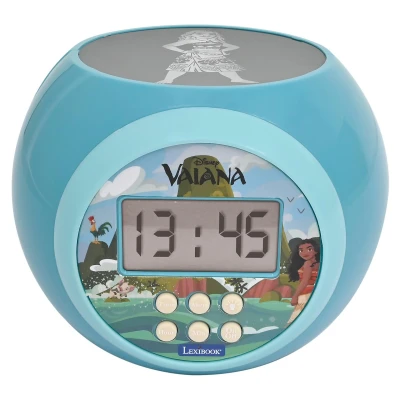 Abbildung von Lexibook, Disney Vaiana, Wecker Projektor mit Alarmfunktion und Snooze Schlummerfunktion, Nachtlicht Timer, LCD Bildschirm, batteriebetrieben, Blau, RL977VN