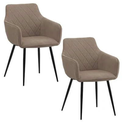 Abbildung von Albatros International Esszimmerstuhl Esszimmerestuhl Küchenstuhl SILA, Stoff Bezug (2er Set, Braun), Stilvolles Vintage Design, Eleganter Polsterstuhl am Esstisch