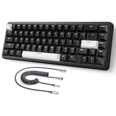 Abbildung von MAMBASNAKE Attack Shark X65 HE Rapid Trigger Tastatur, 0,01 mm RT Genauigkeit, 8KHz, 60% kabelgebundene Magnetschalter Tastatur mit 8KHz Kabel, Einstellbare Betätigung, Snap Tap, für PC/Mac,Schwarz