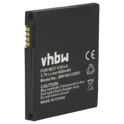 Abbildung von vhbw Akku kompatibel mit Motorola C257, C261, E690, E8, EM35, Krzr K1, L2, L6, L8 Handy Smartphone Telefon (600mAh, 3,7V, Li Ion)
