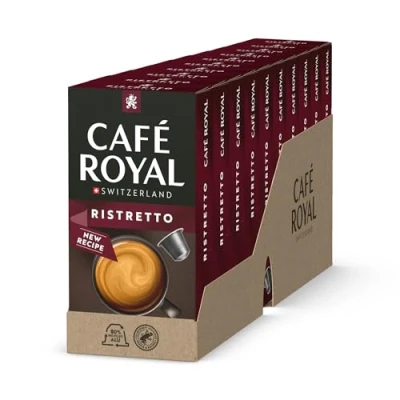 Abbildung von Café Royal Ristretto 100 Kapseln für Nespresso Kaffee Maschine 9/10 Intensität UTZ zertifiziert Kaffeekapseln aus Aluminium