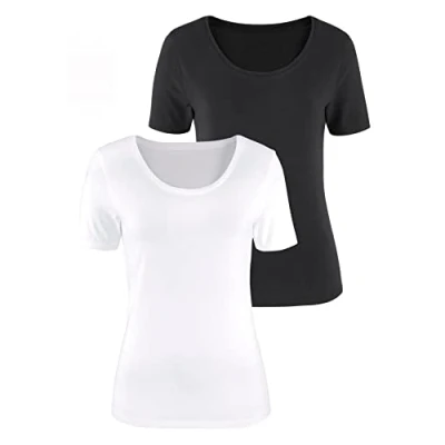 Abbildung von Lascana 2erPack Tshirt basic, Damen, Größe: 32/34, Schwarz/weiß