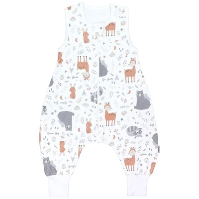 Abbildung von TupTam Sommerschlafsack Baby mit Füßen Leichter Schlafsack Sommer 0.5 TOG, OEKO TEX, Farbe: Reh Hase Bär Waschbär Grau Beige, Größe: 92 98
