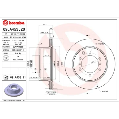 Abbildung von Bremsscheibe BREMBO 09.A453.21