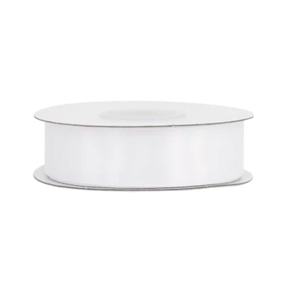 Abbildung von Satinband 18mm x 25m Rolle FARBAUSWAHL in 3/6/12/18/25/38/50/75/100mm farbecht &amp; waschbar Schleifenband für Hochzeit Geschenkband zum Verpacken Dekorieren Basteln Weiß 029
