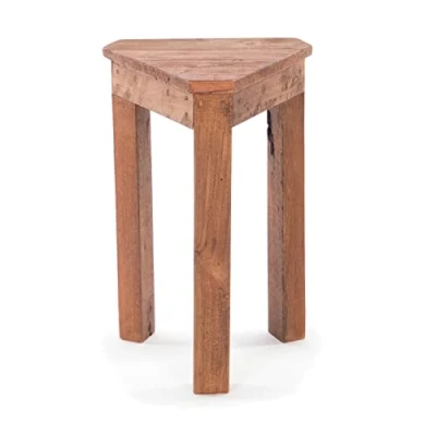 Abbildung von DESIGN DELIGHTS BEISTELLTISCH Milo Mahagoni Holz, 45 cm, dreieckig Blumenhocker, Holz Couchtisch, Pflanzenhocker, Wohnzimmertisch