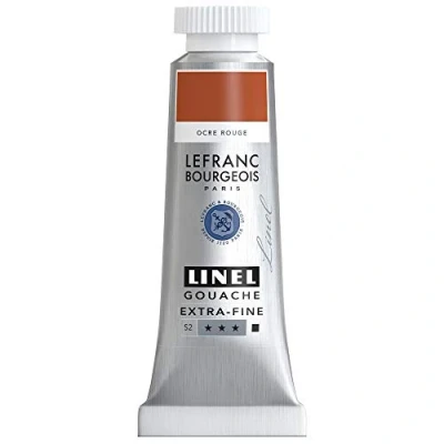 Abbildung von Lefranc &amp; Bourgeois 301215 Linel Gouache extrafeine und geschmeidige Wasserfarben mit maximaler Farbintensität, Leuchtkraft für streifenfreien Auftrag, 14ml Tube Rotocker