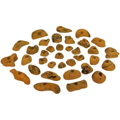 Abbildung von ALPIDEX 35 Klettergriffe Klettersteine Kletterfläche 3 5 m² Griffe Größen L, M, S Klettergriffset Wetterfest, Farbe:gelb meliert