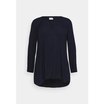 Abbildung von KAFFE CURVE Tunika KCami Damen Große Größen Casual Langarm V Ausschnitt Bluse Midnight Marine 44