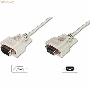 Abbildung von DIGITUS Serielles Anschluss Kabel D Sub 9 zu Stecker Buchse 5.0m Verlängerungskabel Beige