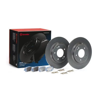 Abbildung von BREMBO KT 08 016 Bremsscheiben und beläge voll mit Zubehör Anti Quietsch Blech, Schrauben akustischer Verschleißwarnung