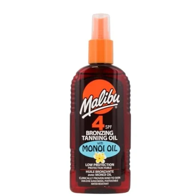 Abbildung von Malibu Sun LSF 4 Bronzing Tanning Monoi Oil Spray mit geringem Schutz, wasserabweisend, tropischer Duft, 200 ml