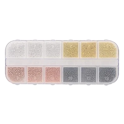 Abbildung von Nail Art DIY Ball Dekorationen, Dekorationen 12 Grids Praktische Metallperlen für Frauen Nagelstudios(07)