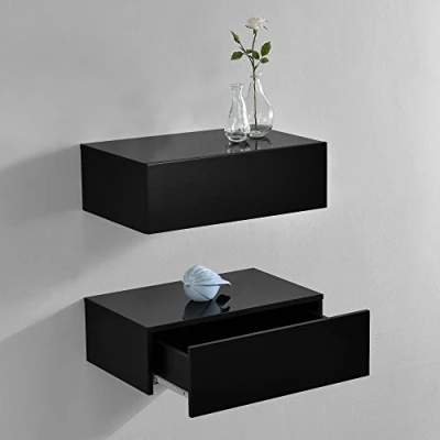 Abbildung von en.casa Nachtschrank »Oslo« in 2er Set mit Schublade 46x30x15cm Schwarz Hochglanz