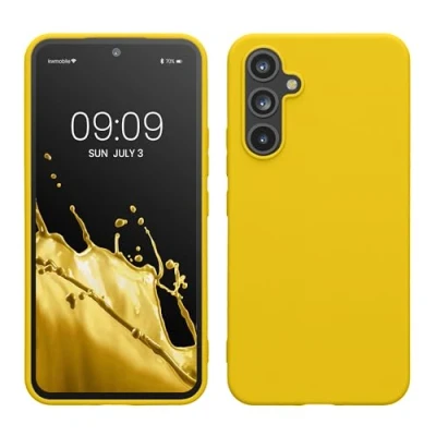Abbildung von kwmobile Hülle kompatibel mit Samsung Galaxy A54 5G TPU Silikon Handyhülle Schutzhülle stoßabsorbierend flexibel Case in Strahlend Gelb